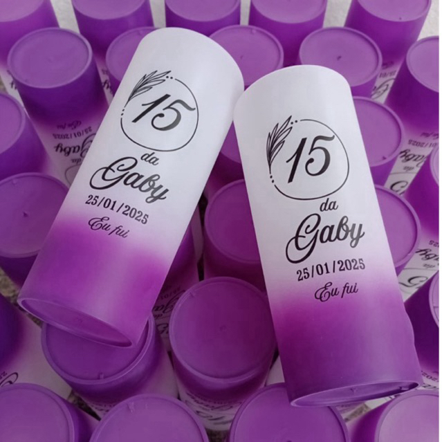 Kit copos jateados degrade personalizado com arte preta em um lado qualquer tema debutante aniversario casamento etc