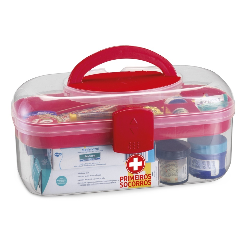 Maleta Caixa Primeiros Socorros / Medicamentos Com 1 Bandeja - Monte Líbano em Oferta na Shopee