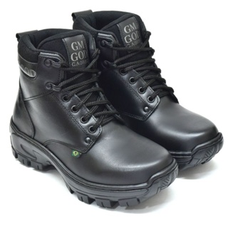 Bota Coturno Preto 100%Couro com C.A bico PVC REF:04 Preto. em Oferta na Shopee