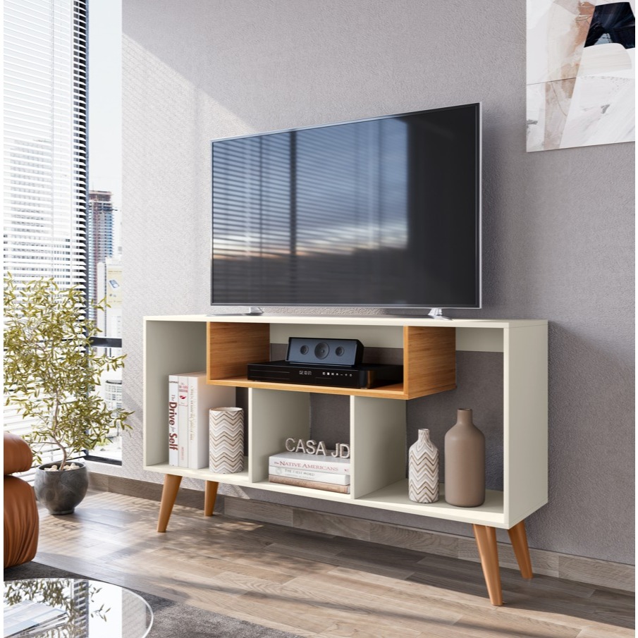 Rack para Sala Quarto TV 43 Polegadas Retro Moderno Zaarah - Várias Cores