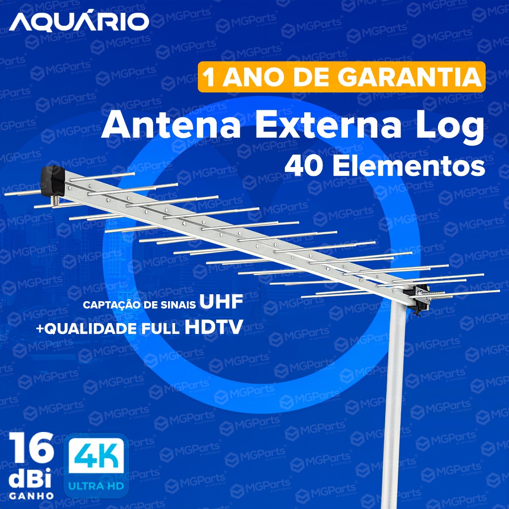 Antena Externa 40 Elementos Profissional 4k Digital Garantia 12M Filtro 4G Aquário LU-40 em Oferta na Shopee