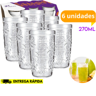 Kit Jogo 6 Copos Nature SM Nadir 270ml de vidro Grosso Bebidas casa Cozinha Louça conjunto de copo em Oferta na Shopee