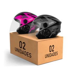Kit Casal Capacete Moto Aberto Feminino Masculino De Moto Urbano Etceter Open Pro Tork Modelo Rosa