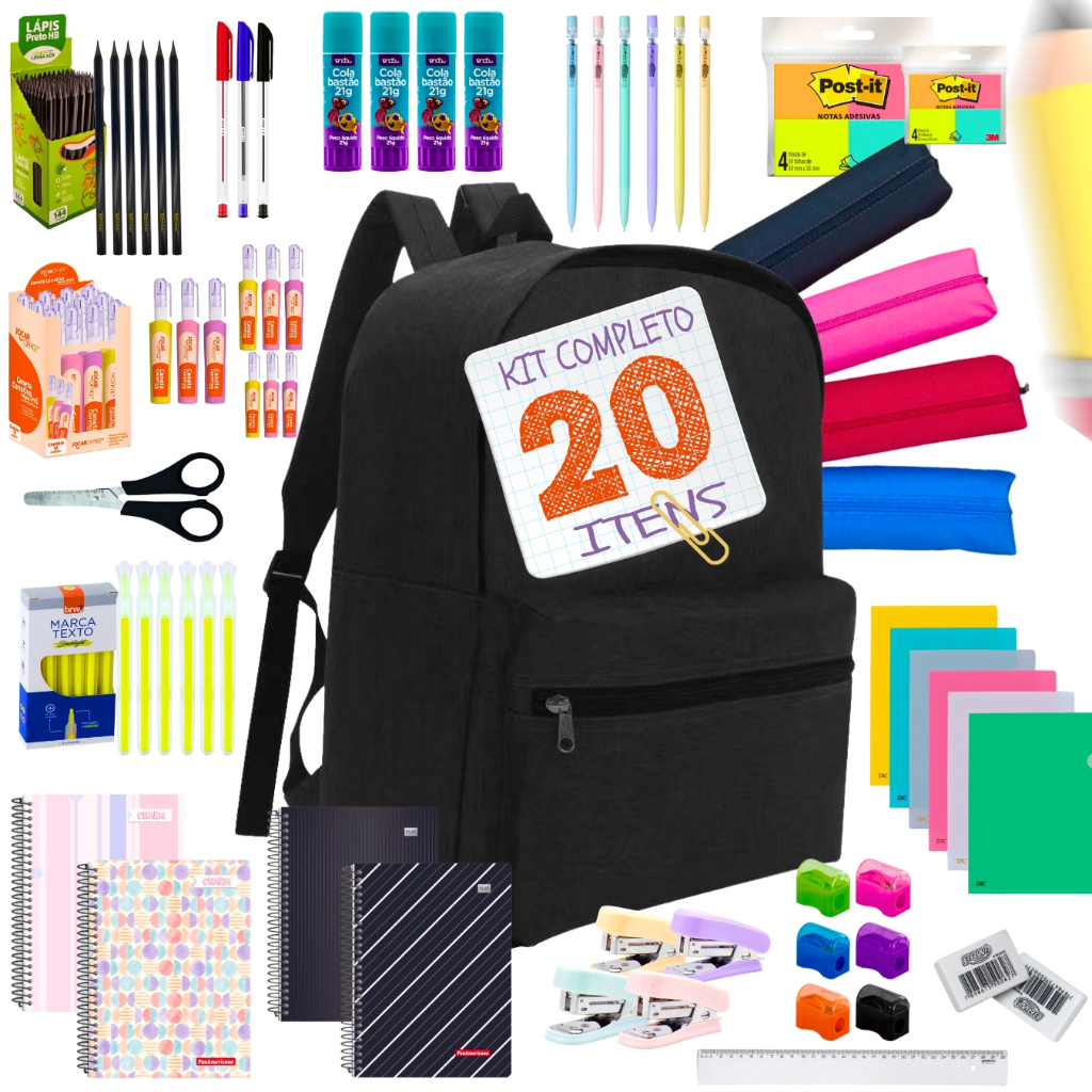 Material Escolar Kit Completo Ensino Médio Faculdade Cursinho Mochila Caderno Estojo Atacado em Oferta na Shopee