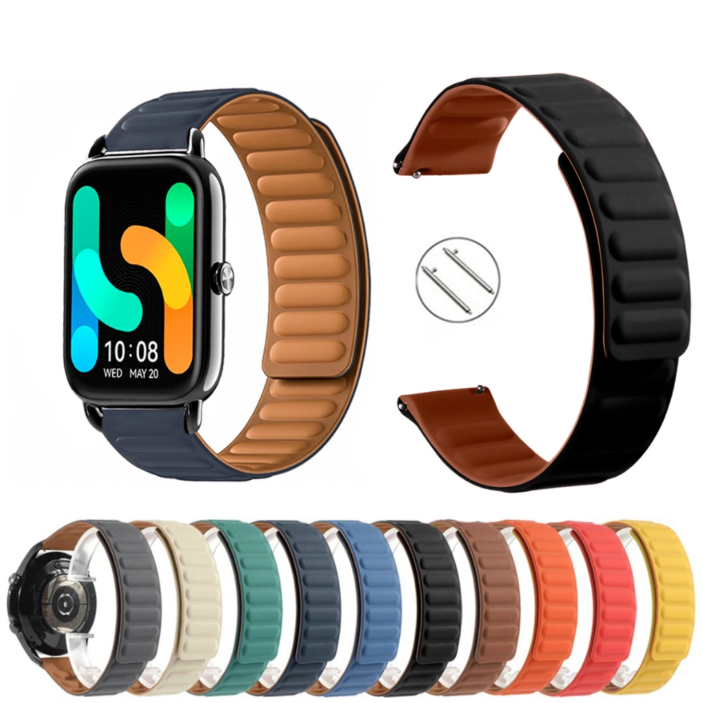 Pulseira 20mm Silicone Elos Imã Magnética para Smartwatch Haylou Rs4 e Rs4 Plus de Engate Rapido