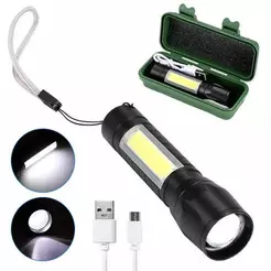 Mini lanterna tática potente com led e zoom recarregável