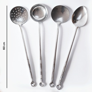 Kit 4 Colheres Grandes de Alumínio 60cm  Ideal para Restaurantes, Escolas e Grandes Eventos em Oferta na Shopee