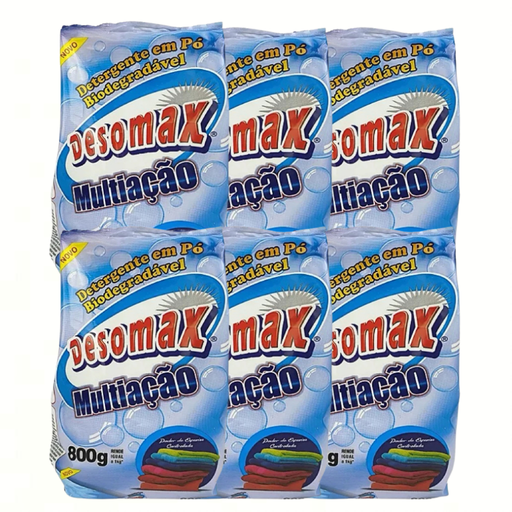 Kit 6 Lava Roupas pó Biodegradável 800g cada Desomax Sabão Detergente