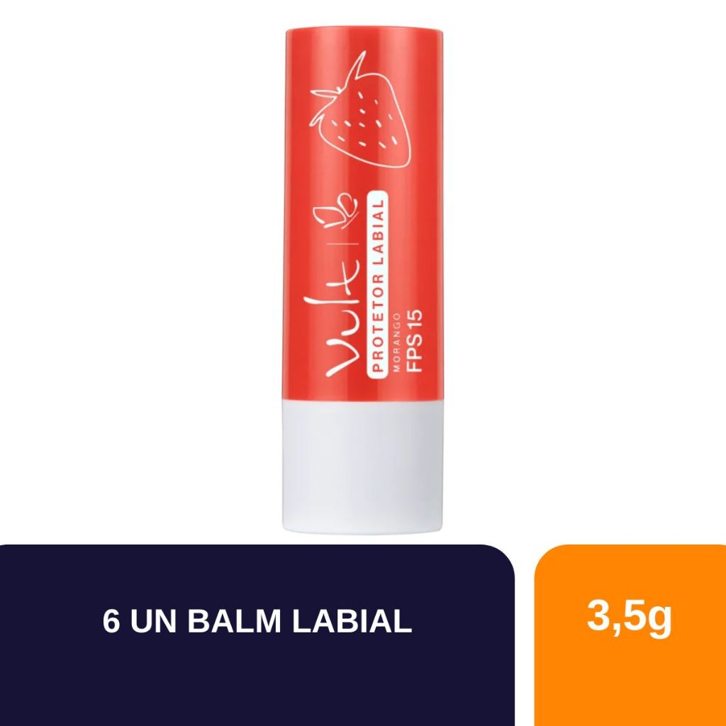 Balm Protetor Labial Morango Vult Com 8 Unidades em Oferta na Shopee