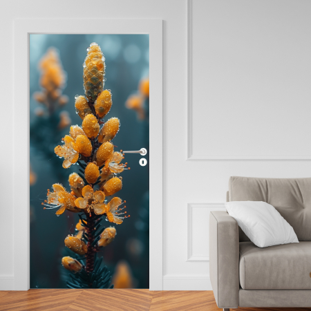 Adesivo De Porta De Madeira ou Vidro Decoração Revestimento - FLOR AMARELA CHUVA FAC281