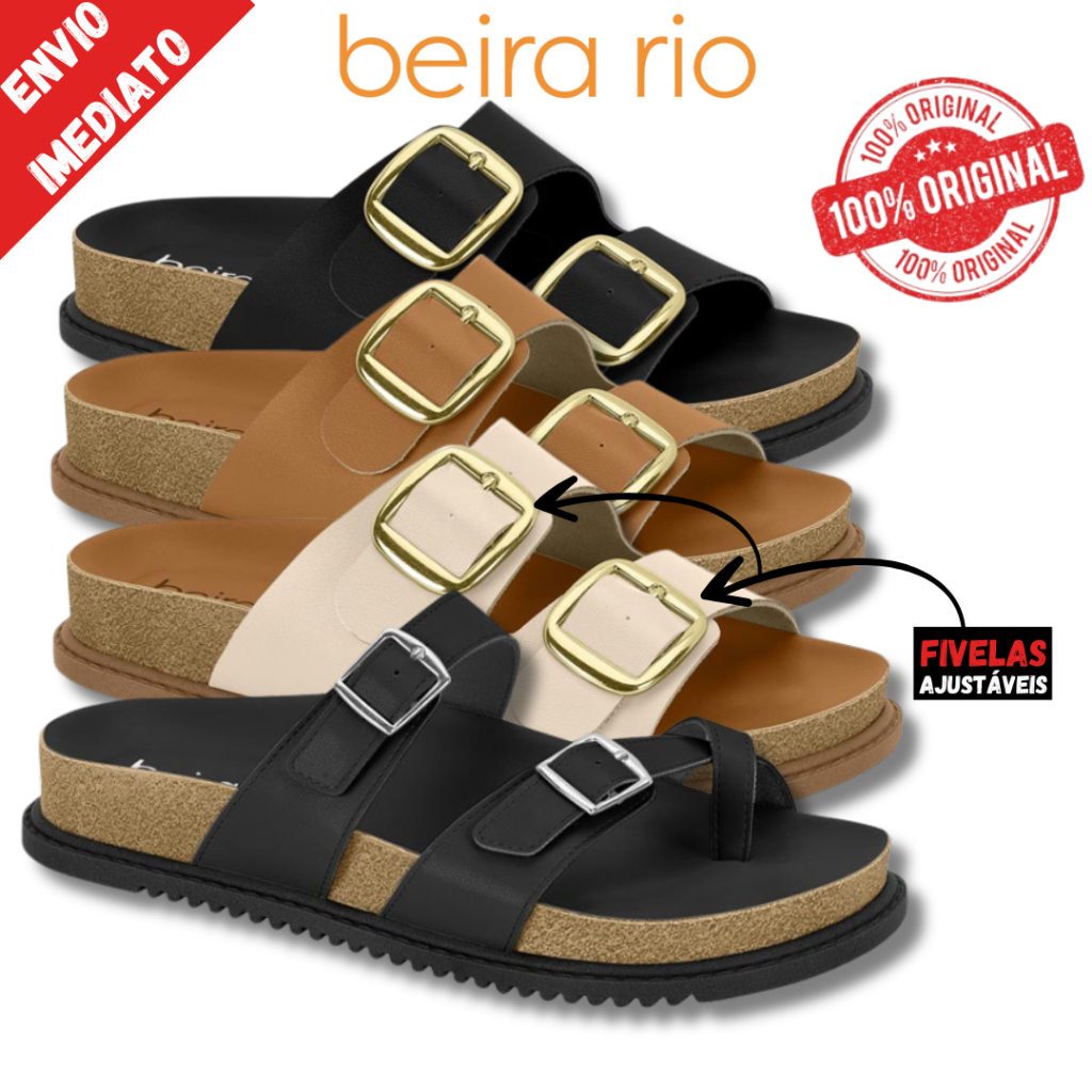 Sandália Feminina Beira Rio Birken Confortável Lançamento Fivela Ajustável 8523 - 8524