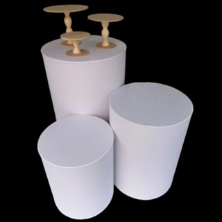trio capas mesas cilindros BRANCAS branco festa veste fácil decoração elástico em Oferta na Shopee