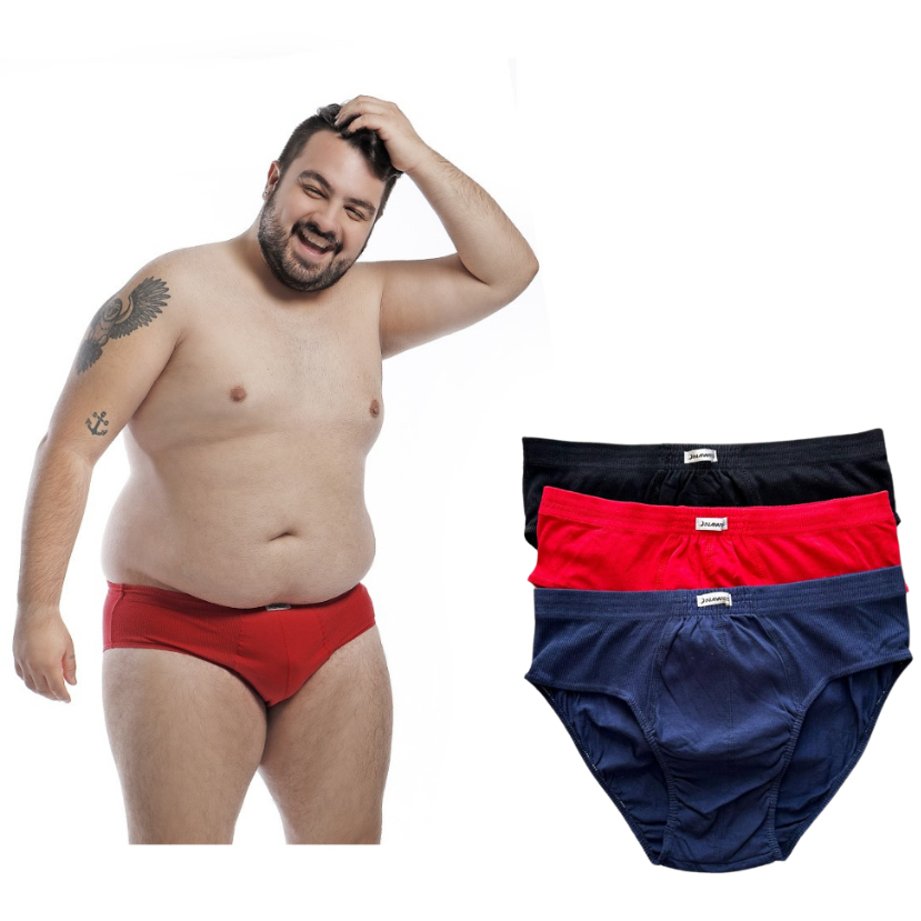 Kit 3 Cuecas Adulto Slip Canelada Respirável Tradicional 100% Algodão Plus Size Extra Nawes