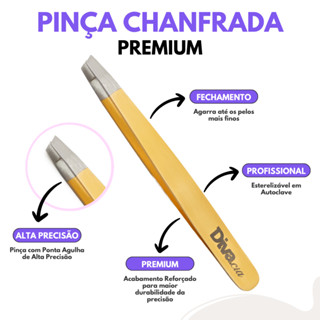 Pinça Chanfrada Design de Sobrancelhas Premium Alta Precisão Autoclavável em Oferta na Shopee