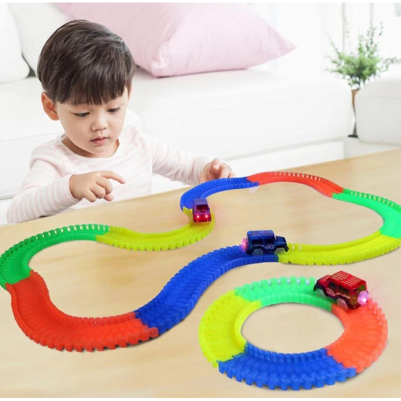 2025 novo Carrinho com Pista Articulada - Racing Sport - 56 Peças, Brinquedo carrinho com pista maluca articulada em Oferta na Shopee