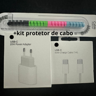 Carregador Completo Turbo Usb 20w Para iPhone 15 e 16 Pro Max Mais Protetor De Cabo em Oferta na Shopee
