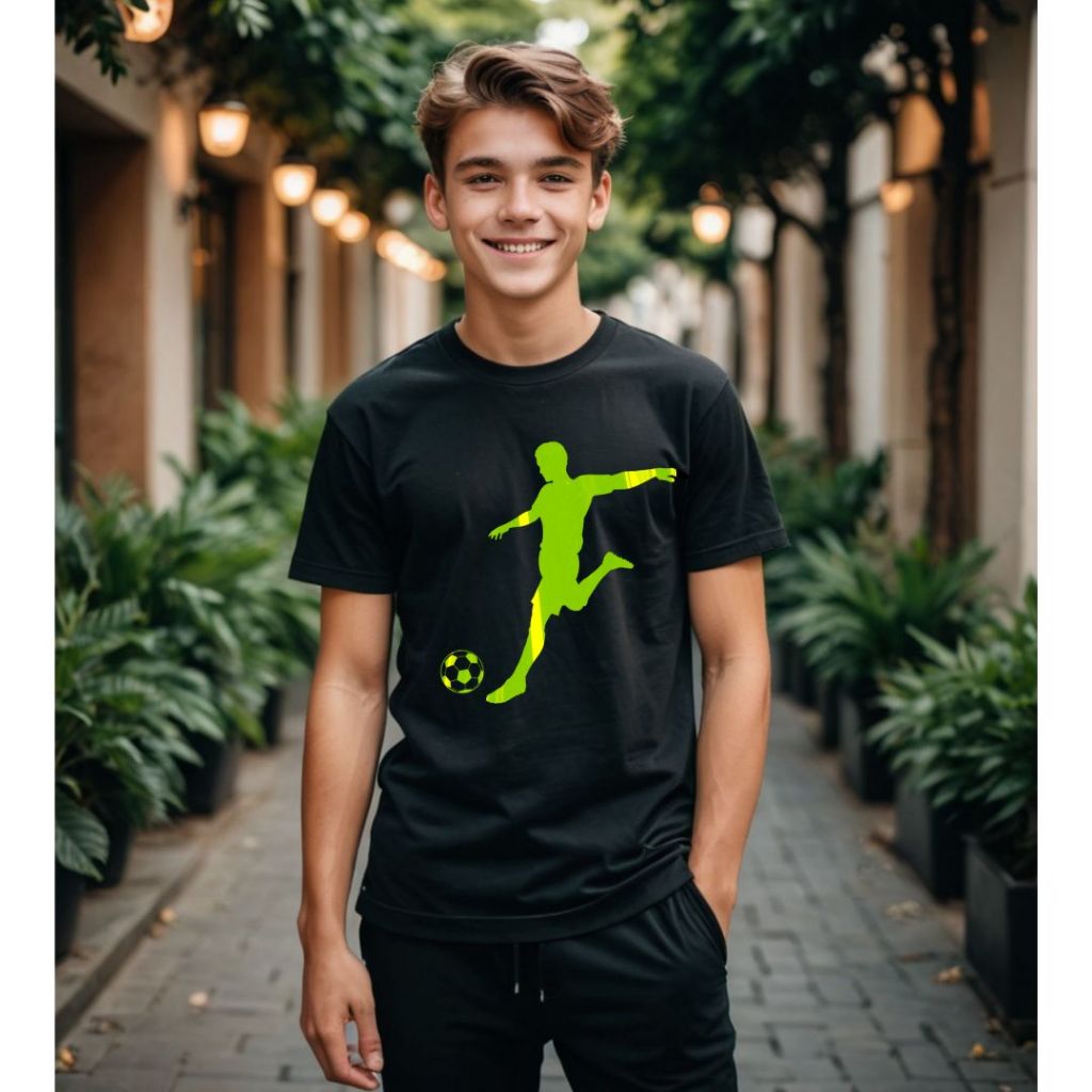 Camiseta Futebol Neon - Unissex Algodão - Bola Jogo Gol Jogador Casual - Infantil, Adulto e Plus