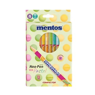 Caneta Hidrográfica, Neo Pen Gigante, Mentos, 12 Cores Pastel, Compactor, Blister