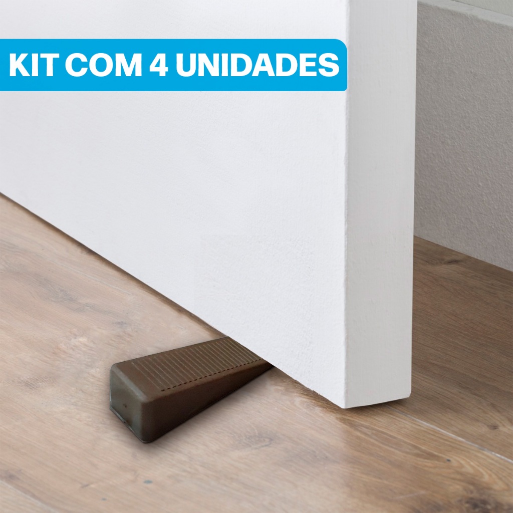 Kit 4 Trava calço Prendedor Aparador Apoio Cunha Para De Porta