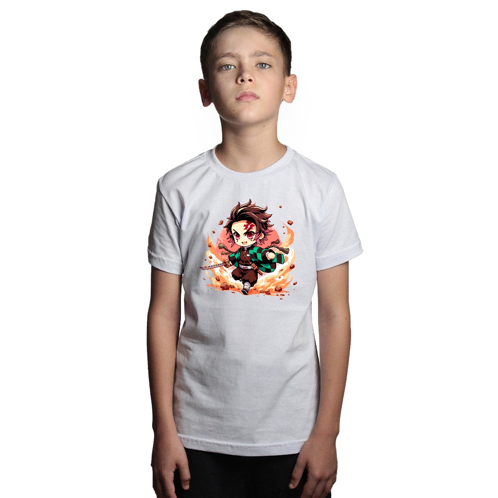 Camiseta Infantil Estampada Personagem Demon Slayer (Kamado)