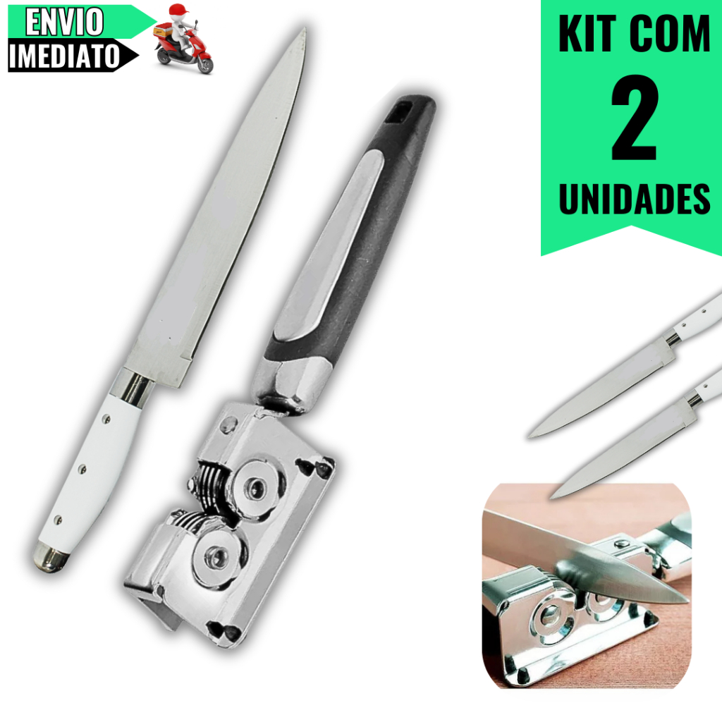Kit 1 Amolador e 1 Faca Profissional – Precisão e Durabilidade em Aço Inox para Uso Diário Profissional e Domestico