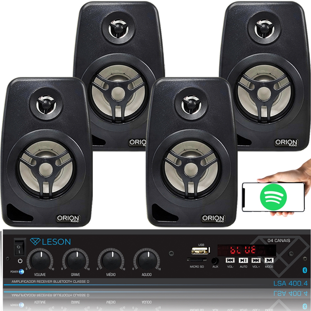 Kit 4 Caixas Som Ambiente Amplificador 4 Canais Bt Eq Grave em Oferta na Shopee