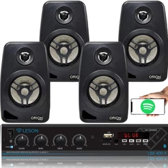Kit 4 Caixas Som Ambiente Amplificador 4 Canais Bt Eq Grave