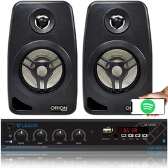 Kit 2 Caixas Som Ambiente +Amplificador 4 Canais Bt Eq Grave