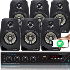 Kit 6 Caixas Som Ambiente Amplificador 4 Canais Bt Eq Grave