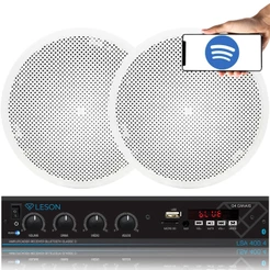 Kit 2 Caixas Som Ambiente Embutir Amplificador 4ch Bt Grave