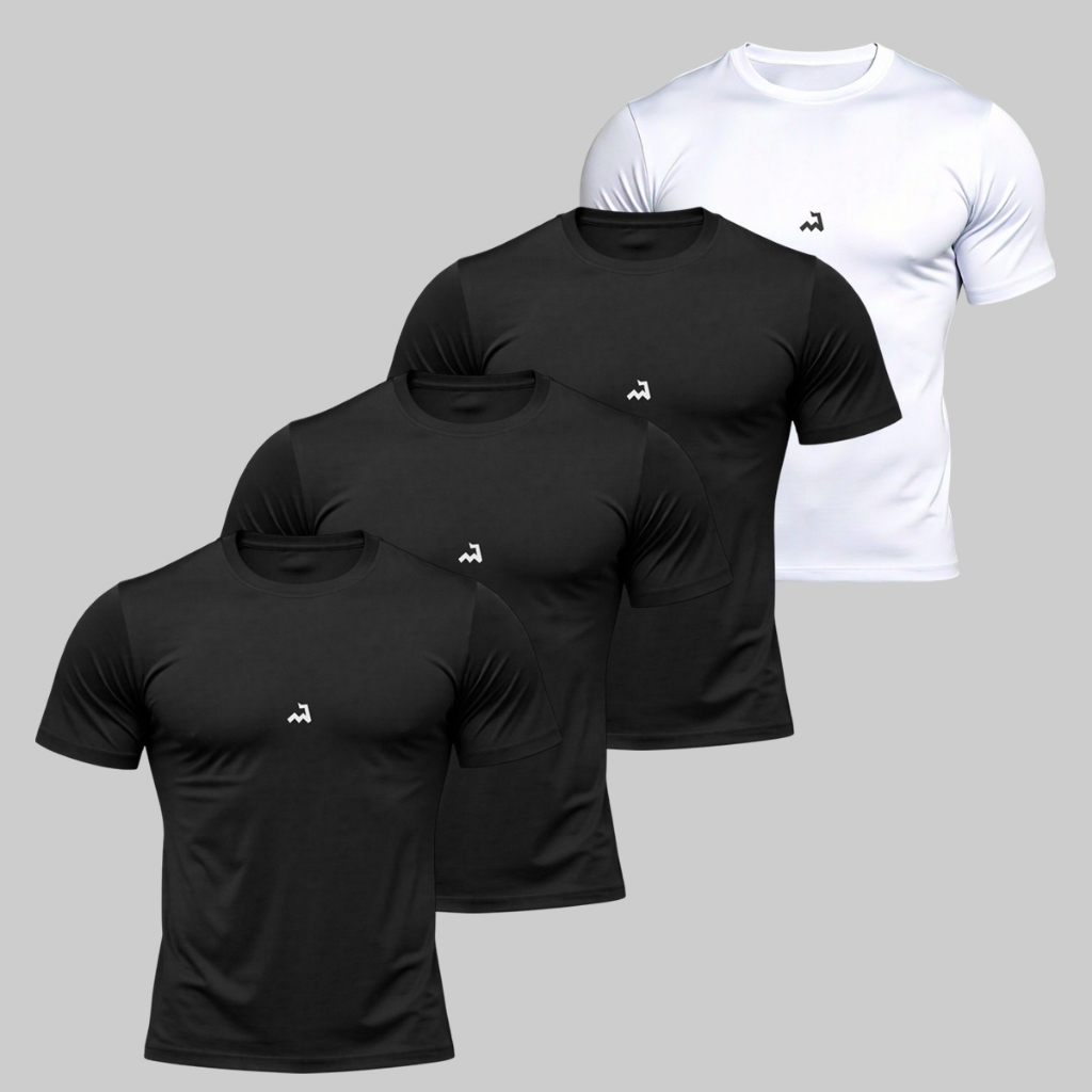 Kit 4 Camiseta Dry Fit Masculina Fitness Academia Corrida Premium Poliester Treino Proteção UV