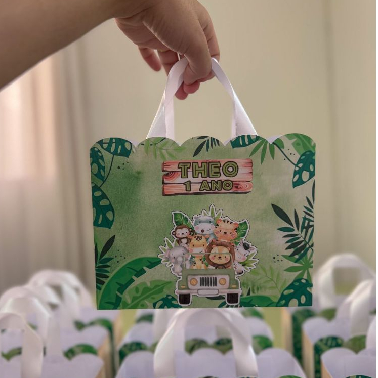 Sacolinha Personalizada Safari – sacolinhas personalizadas - lembrancinhas personalizadas - vários temas