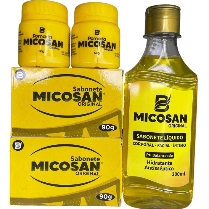 Kit Micosan 2 Barra 2 Pomadas 1 Liquidos Original Com Certificado