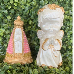 Kit Nossa Senhora Aparecida Baby Rosa + Anjo da Guarda Infantil