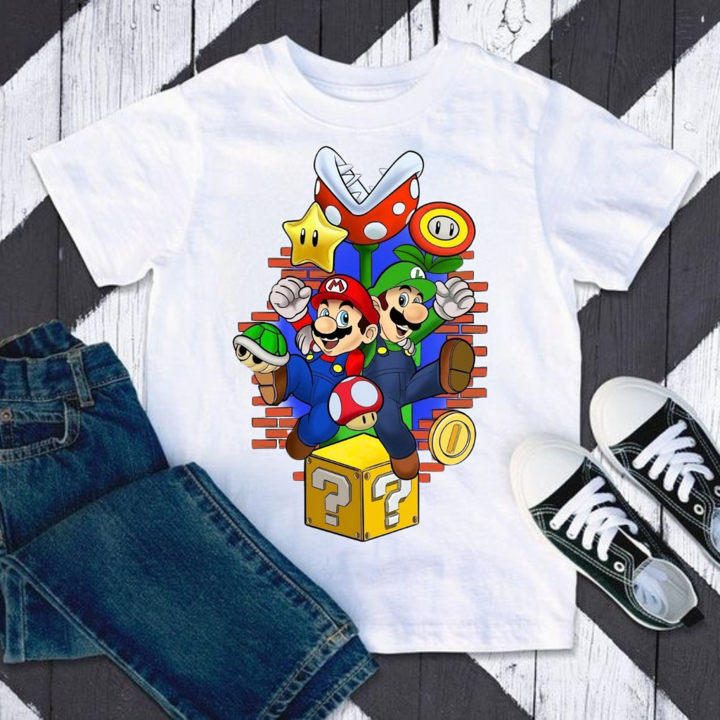 CAMISETA CAMISA BLUSA SUPER MARIO NITENDO GAMER JOGOS DESENHO FILME NOSTALGIA MODA INFANTIL JUVENIL em Oferta na Shopee