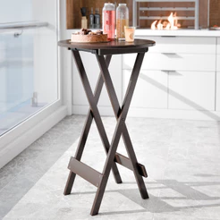 Mesa Bistrô Dobrável 55x99 Madeira Maciça Tabaco Alta Cozinha Varanda Área Gourmet Bar Compacta