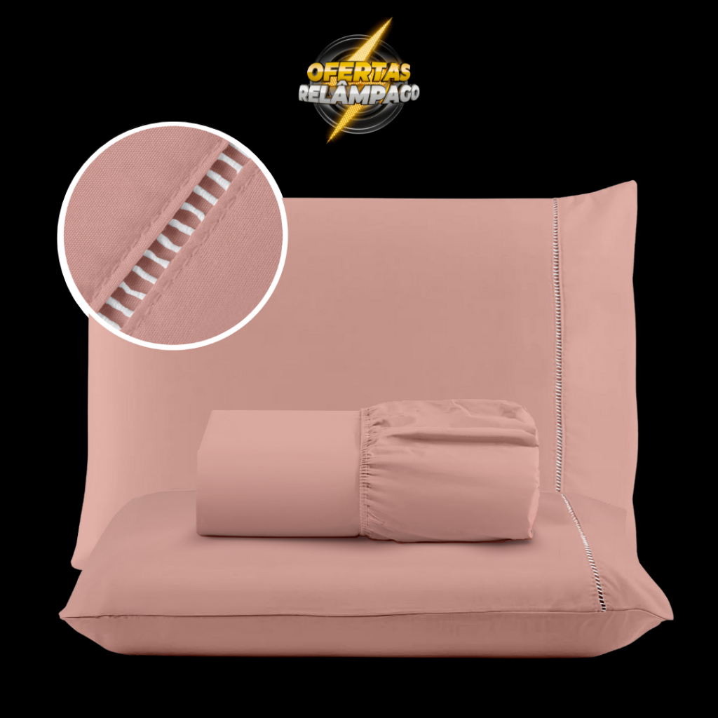 Jogo de Lençol Cama Casal Padrão 03 Peças 400 Fios Micropercal Ponto Palito