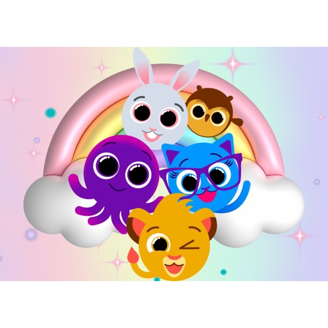 Painel Bolofofos Arco íris retangular de lona para decoração de festa de aniversário infantil. Várias medidas. em Oferta na Shopee