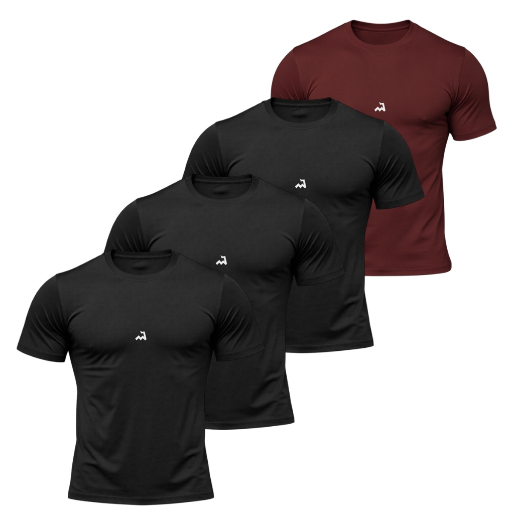 Kit 4 Camiseta Dry Fit Masculina Fitness Academia Corrida Poliester Treino Proteção UV Anti Odor