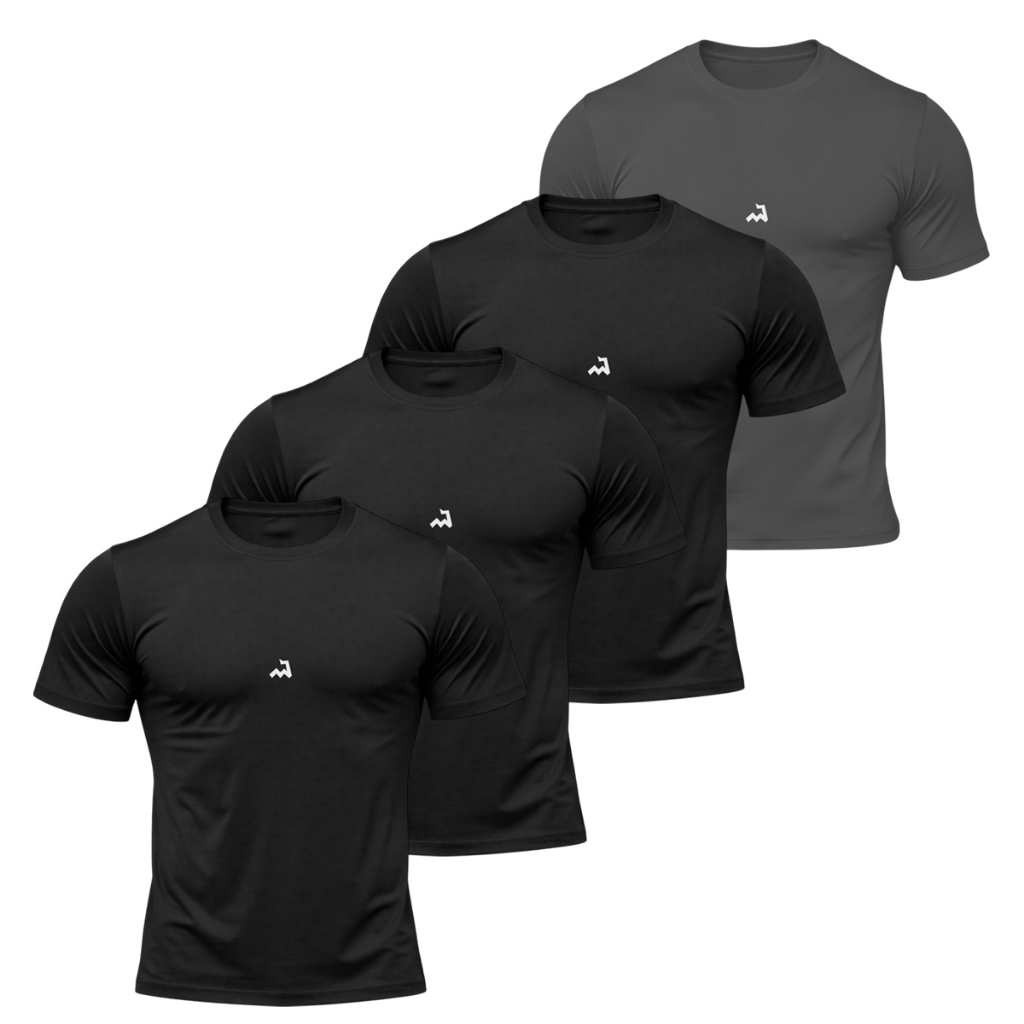 Kit 4 Camiseta Dry Fit Masculina Fitness Academia Corrida Premium Poliester Treino Proteção UV Slim