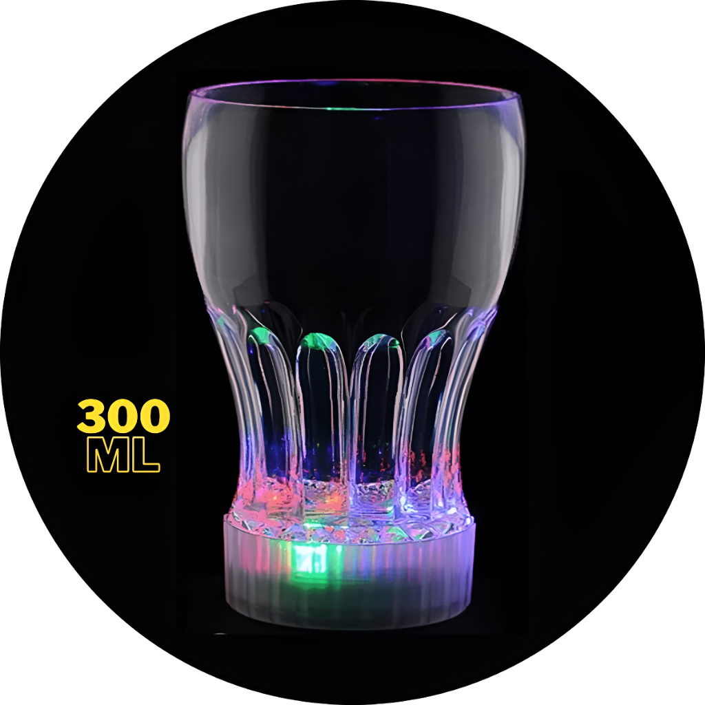 Kit 5 copo que pisca para festa 300 ml led aniversario carnaval evento balada rave