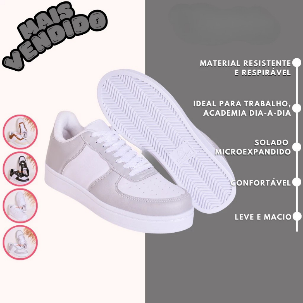 Kit 2 Pares Tênis Feminino Casual Promoção Conforto e Estilo Solado Macio 34 a 43