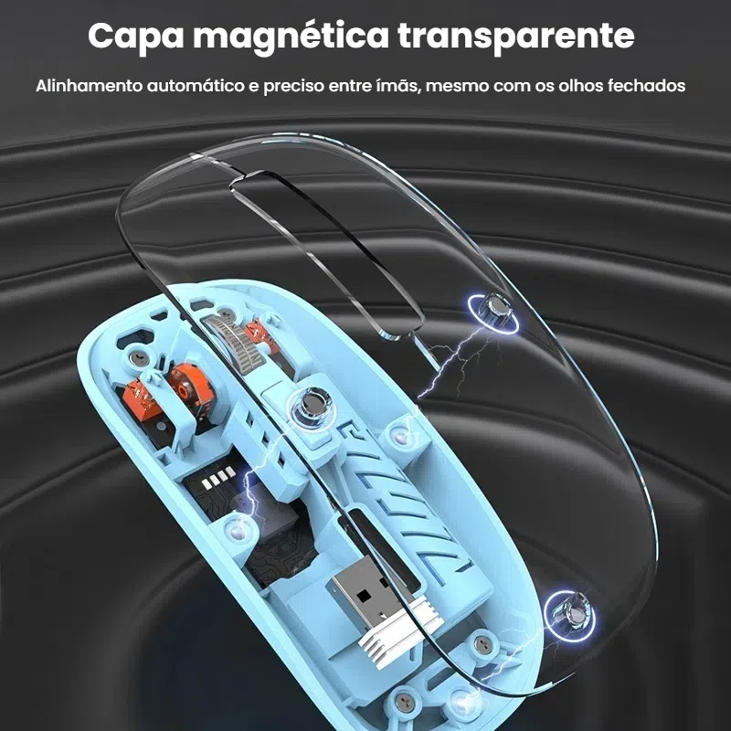 Mouse Bluetooth 5.2 E 2.4G transparente sem fio mouse silencioso de modo duplo para PC/laptop/tablet — imagem 2 de 2