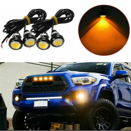 Kit 4 Leds Luz Grade Frente Carro Caminhonete Ambar Laranja Dianteira Parachoque