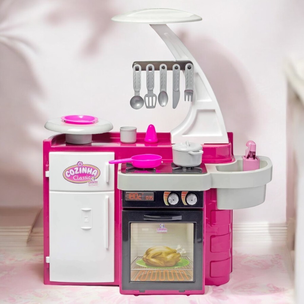 Cozinha Brinquedo Infantil Cotiplás Vermelha Classic com Fogão Geladeira e Pia que Sai Água de Verdade Faz De Conta em Oferta na Shopee