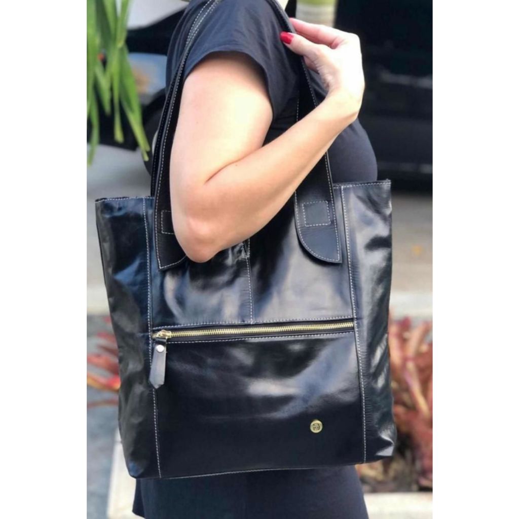 Bolsa Ombro Grande Feminina Couro Legitimo Luxo Passeio Notebook Laptop Linda Resistente