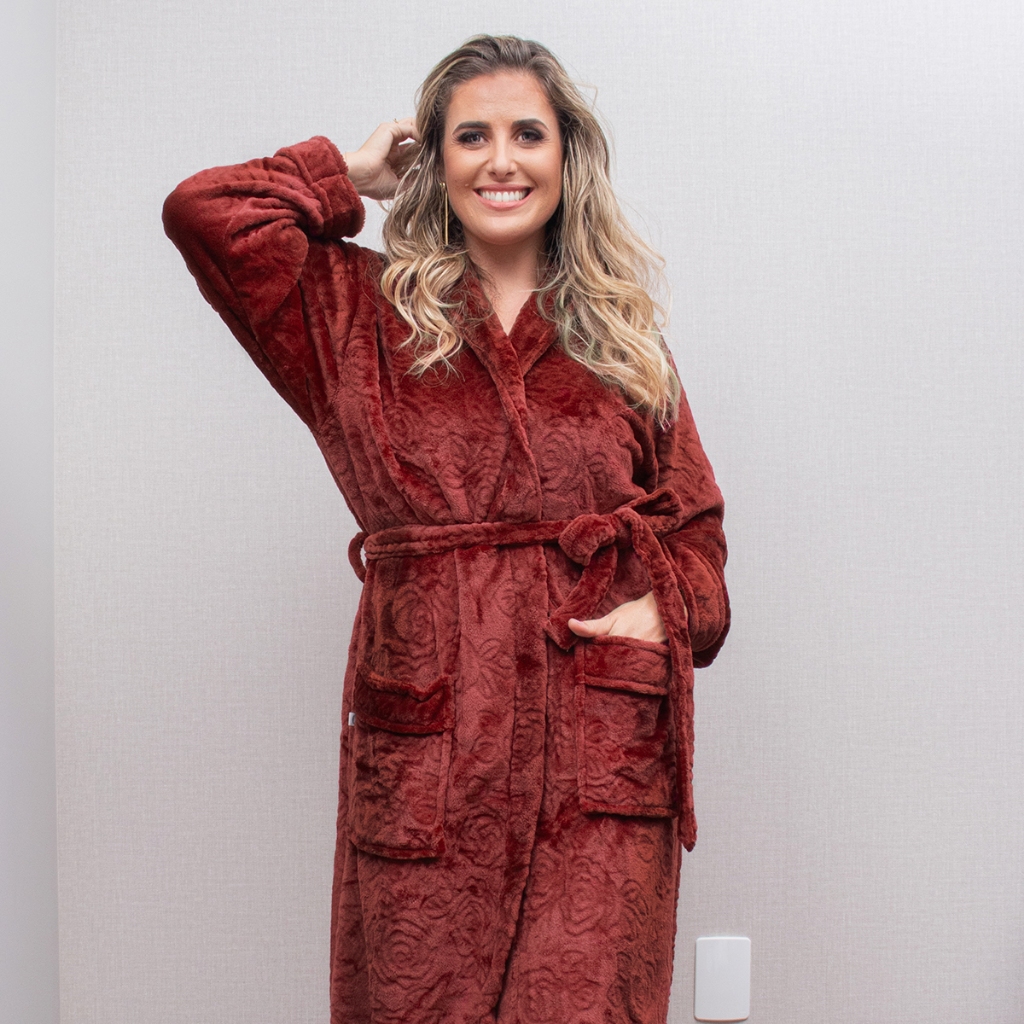 Roupão de Banho Flannel Lady Appel  Microfibra Adulto Feminino Toque Aveludado Extra Macie...