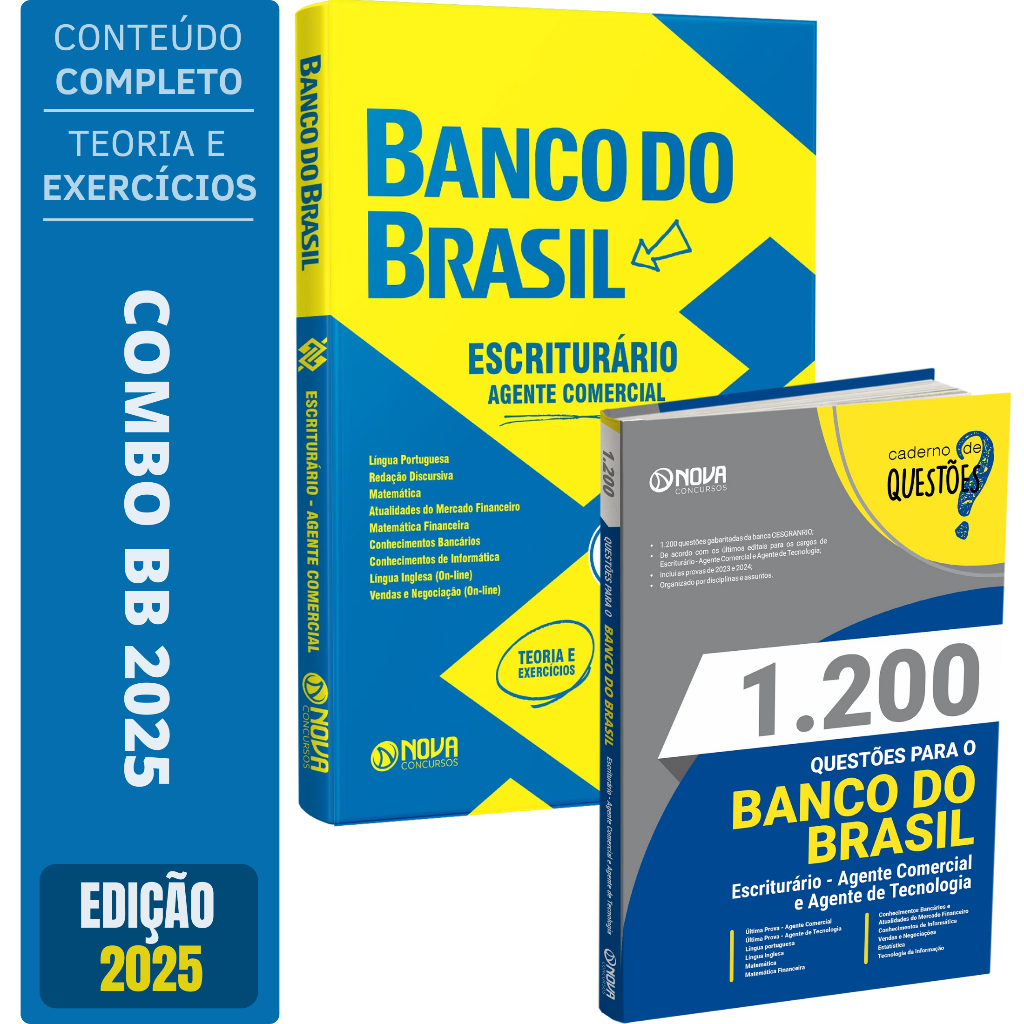 Imagem Kit Apostila Concurso Banco do Brasil Escriturário Agente Comercial