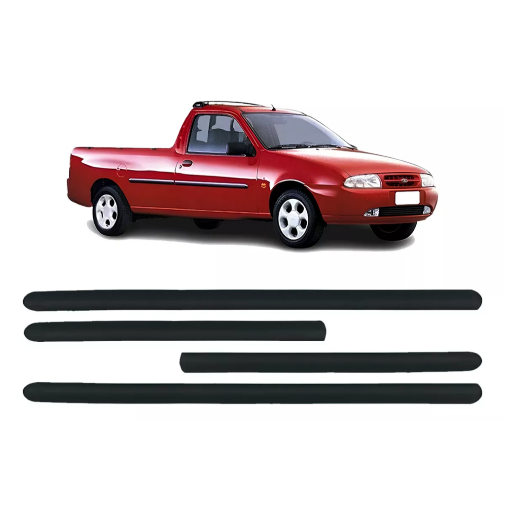 Jogo Friso Lateral Ford Courier Até 1999 4 Peças Preto