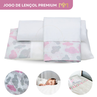 Jogo de Lençol 03 Peças Berço Infantil Padrão Americano Estampado Enxoval Luxo Macio Bebê ...